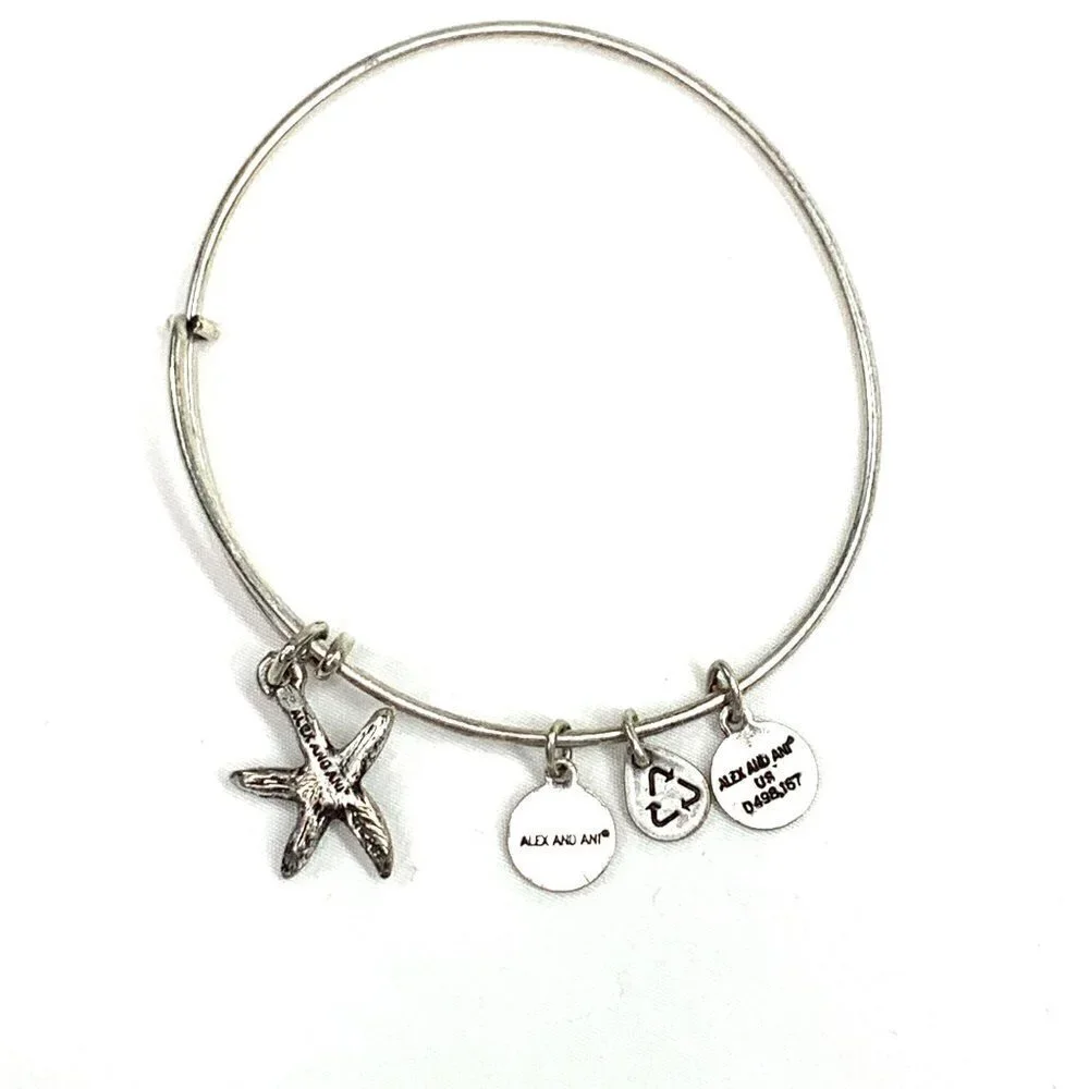 Alex and Ani Starfish Charm Bracelet Silver Finish - Expands 2